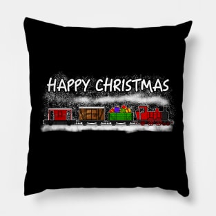 Christmas 2020 Steam Train Locomotive and Wagons Snow Pillow