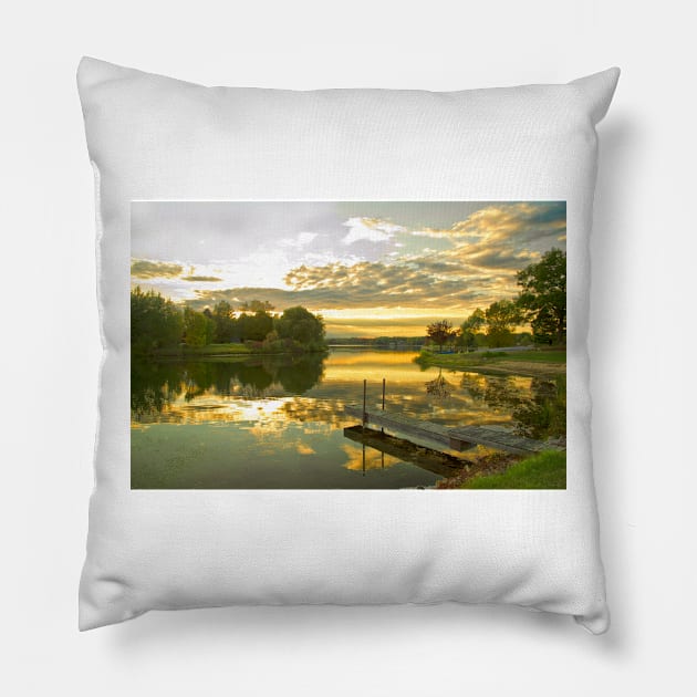 Lake Lancelot Sunset Pillow by BrianPShaw