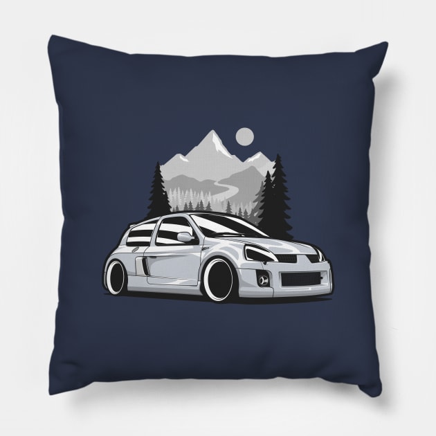 Silver Clio V6 Sport Pillow by KaroCars