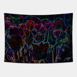 Black Panther Art - Flower Bouquet with Glowing Edges 28 Tapestry