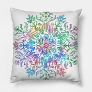 Nature Mandala in Rainbow Hues Pillow