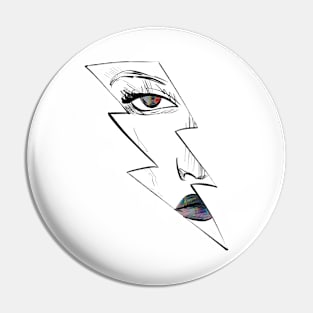 Pretty Eyes Lightning Bolt Glitch Art Lips Pin