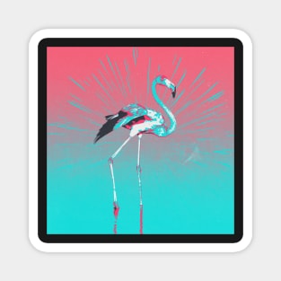 Retro Illustration Of Flamingo Magnet