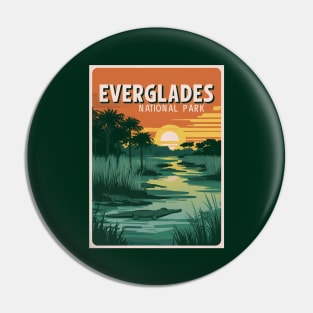 Retro Everglades National Park Poster Pin