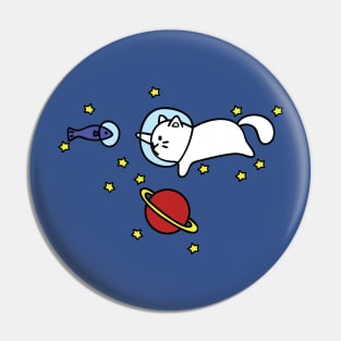 Galactic Adventurer Space Cat with Space Fish Pin