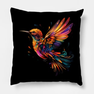 Neon Hummingbird #3 Pillow