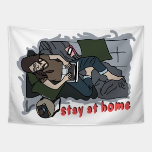 Stay at home T-shirt Tapestry