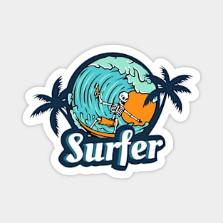 Skull Surfer Surfing Lover Magnet