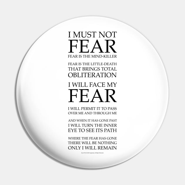 Fear Is The Mind Killer, Dune Litany Pin by Dream Artworks