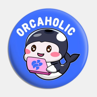 Cute Orca With Laptop Pin