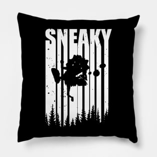 Silhouette Sneaky Sasquatch Who Run Away from People Distressed Cool Typography Pillow