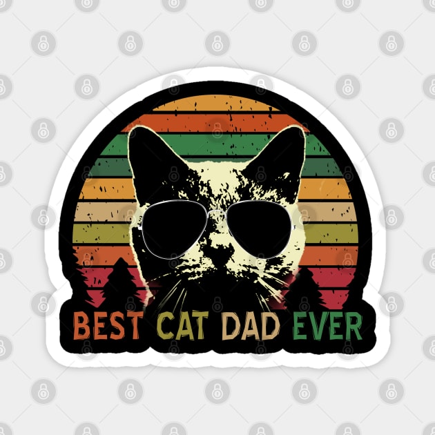 Best Cat Dad Ever - Vintage Retro Cat Father Gift Men Magnet by Rosomyat