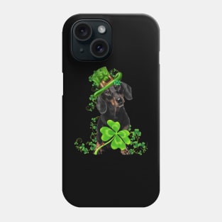 Lucky Black Dachshund Shamrock St Patrick's Day Phone Case