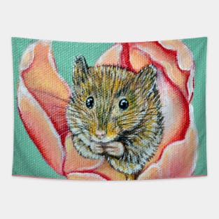 Mouse in a Tulip Painting Tapestry