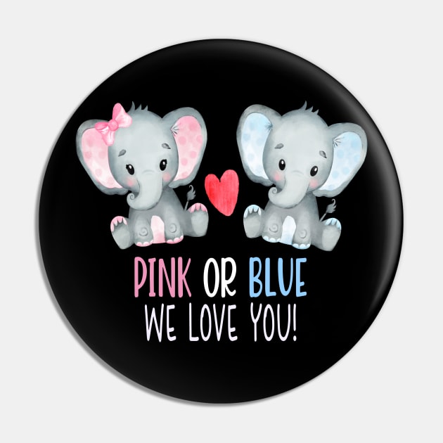 Cute Baby Elephant Gender Reveal Party Gift Pin by JPDesigns