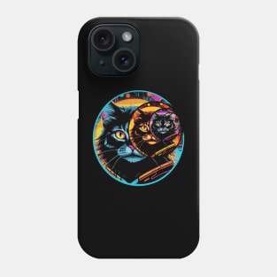 ABSTRACT CAT DESIGN MULTIPLE CRESCENT MOONS AND FULL MOON. Phone Case