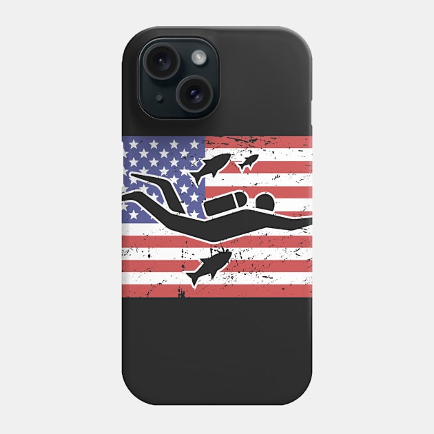 Scuba Diver & American Flag Phone Case by MeatMan