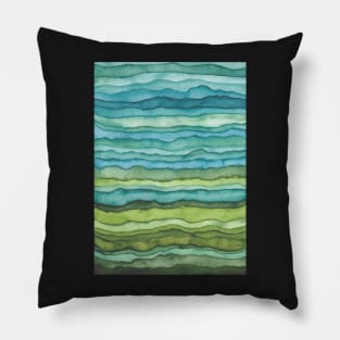 Blue and Green Waves Pillow