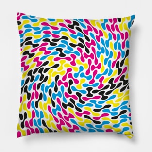 CMYK Twisted Metaballs Pattern (White) Pillow