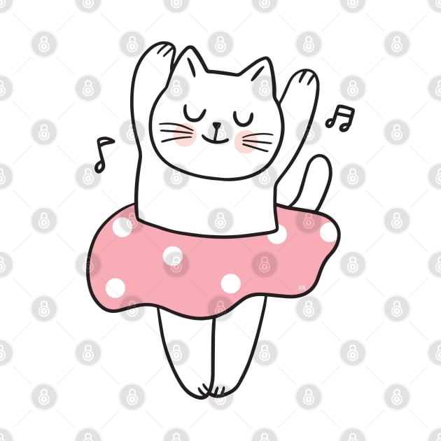 CUTE GIRL CAT DANCING With Music Notes by Rightshirt