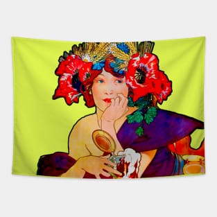 Spring girl with flowers in her hair in art nouveau Tapestry