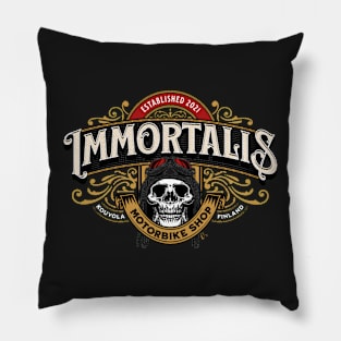 Skull Motorbike Shop - dark night Light - Classic Vintage Summer Pillow