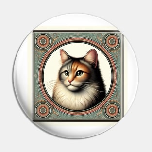 cat portrait t-shirt Pin