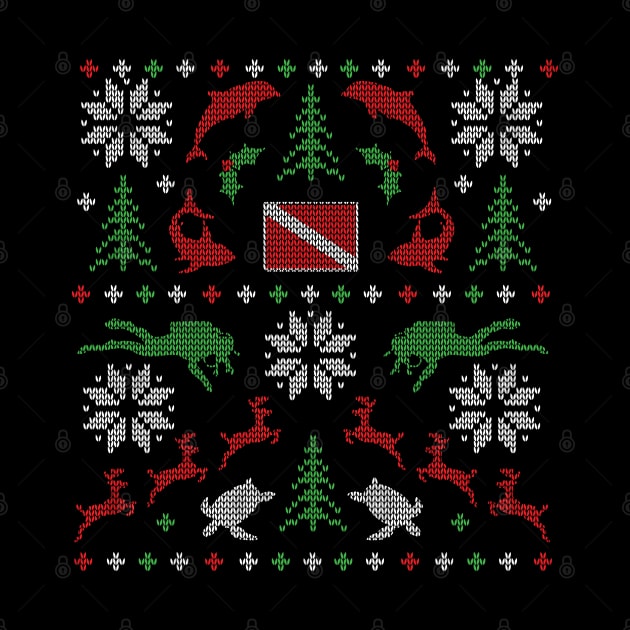 Scuba Diving Ugly Christmas Sweater Party Graphic Design by TeeCreations