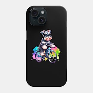 Watercolor Miniature Schnauzer Cycling Phone Case