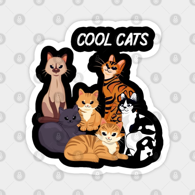 Group of cute alley cats, cool cats Magnet by LollysLane
