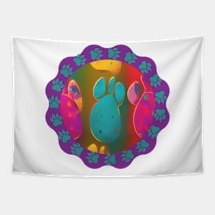 Paw Print Circle Tapestry