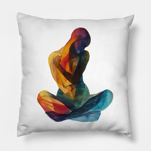Abstract Painting of Woman Pillow by RosaliArt