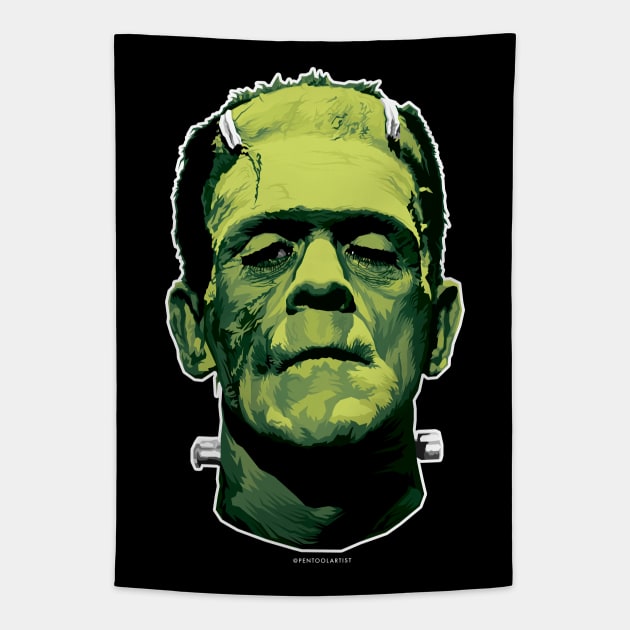 The Monster (Classic Greens Version) Tapestry by pentoolarts