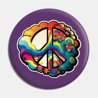 Groovy Psychedelic Peace Sign in Purple Pin