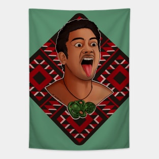 New Zealand Maori Haka Dancer Tapestry