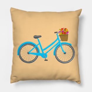 Bicycle with Flower Basket Pillow