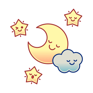 Sleepover (Moon, Stars, and Cloud) T-Shirt