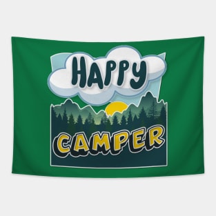 Happy Camper - Cool Graphic Illustration Camping Gift Tapestry