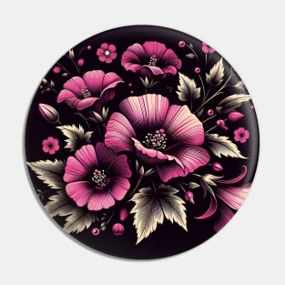 Magenta Floral Illustration Pin