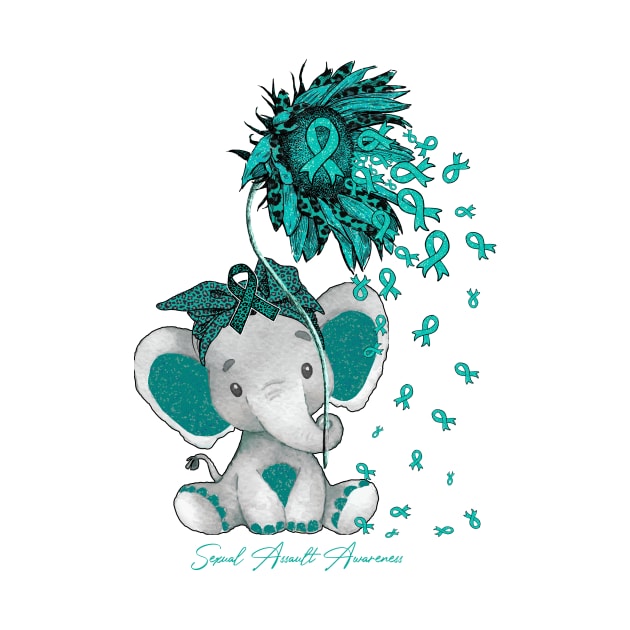 Sexual Assault Awareness - Elephant Sunflower ribbon hope love by GaryFloyd6868