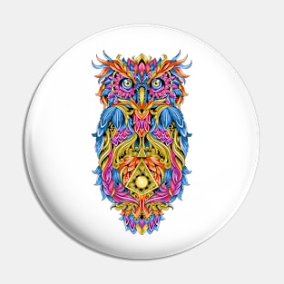 Magic Owl - Colorful Fantasy Bird Art Pin