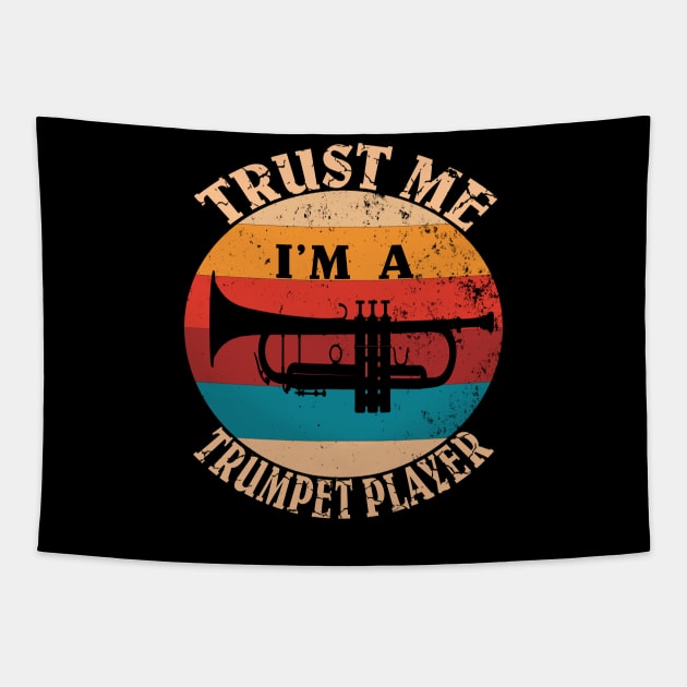 Brass Musical Instrument - Funny Retro Trumpet Player Gift Tapestry by Grabitees