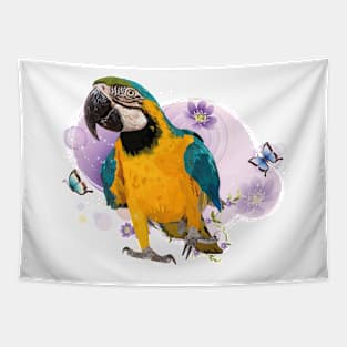 blue and yellow macaw Tapestry