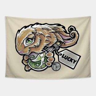 Lucky Rabbit - Black Outlined Version Tapestry