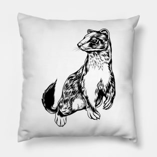 Drawing of a stoat Pillow