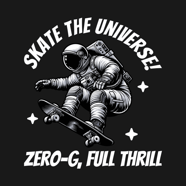 Skate The Universe - Funny Astronaut Skateboarding by Muslimory