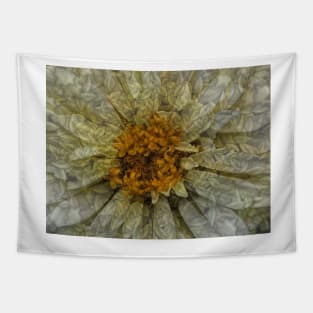 zinnia flower bloom in delicate white floral fantasy Tapestry