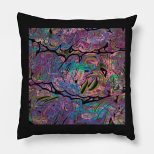 Girly Graffiti - Paint Pour Art - Unique and Vibrant Modern Home Decor for enhancing the living room, bedroom, dorm room, office or interior. Digitally manipulated acrylic painting. Pillow