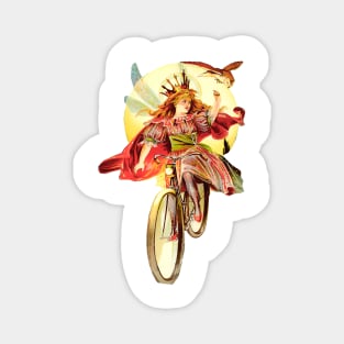 Fairy princess on bicycle with owl Magnet