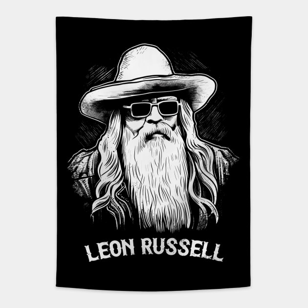 Leon Russell / Original Fan Art Design Tapestry by DankFutura